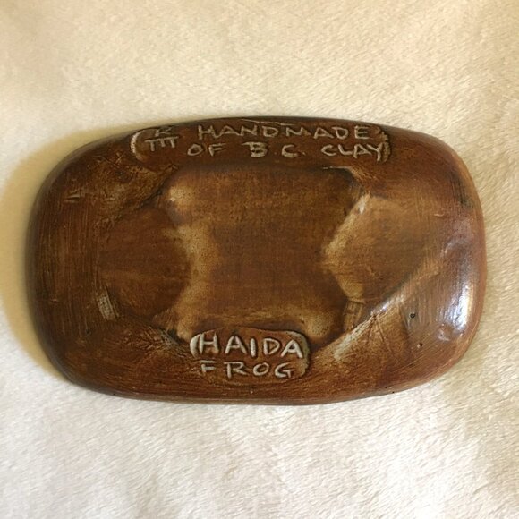 Vintage 70s Canadian Artist Ruth Meechan Handmade Haida Frog Trinket Dish - Picture 5 of 11